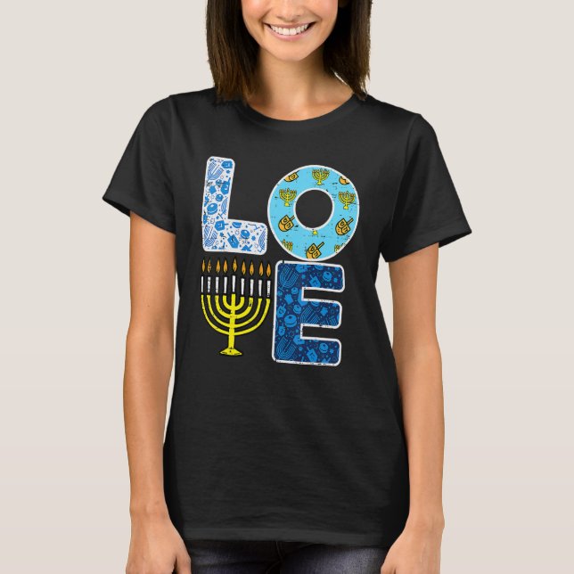 Liebe Hanukkiah Menorah Jew Hanukkah Chanukah Men  T-Shirt (Vorderseite)