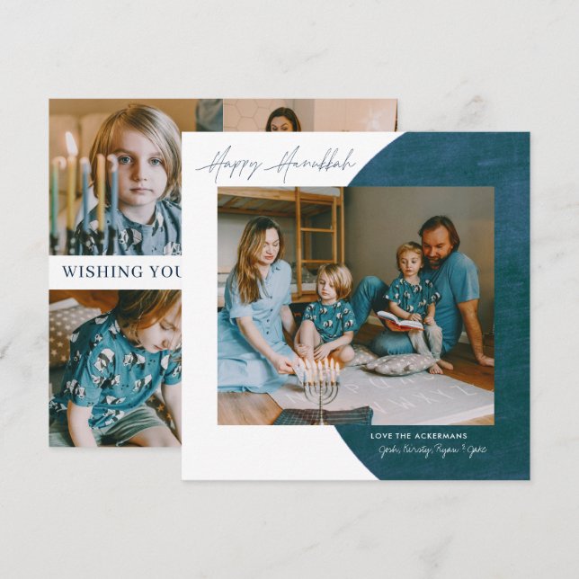 Liebe | Happy Hanukkah Foto Collage Feiertagskarte (Vorne/Hinten)
