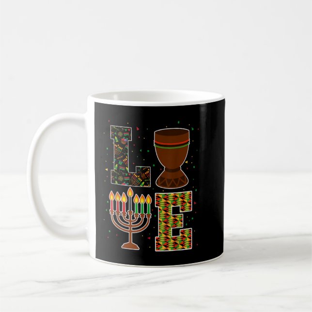 LIEBE Happy Kwanzaa Dekorationen Unity Cup Kinara  Kaffeetasse (Links)