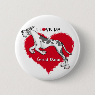 Liebe Harlequin Great Dane Button