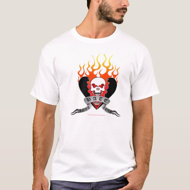 Liebe-Hass-Liebe-Schädel-und defektes T-Shirt (Vorderseite)