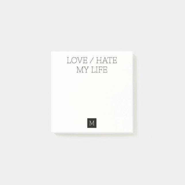 Liebe/Hass mein Leben Post-it Klebezettel (Vorderseite)