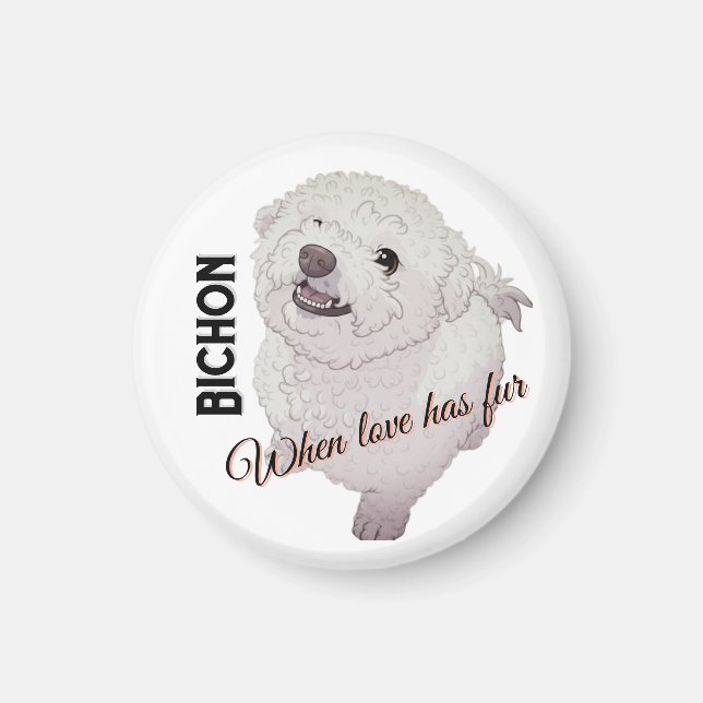 Liebe hat Fell Bichon  Magnet (Vorne)
