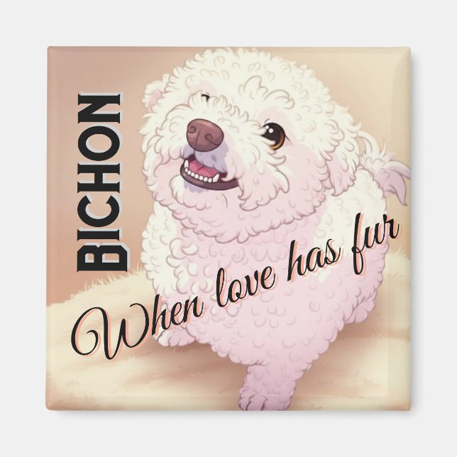 Liebe hat Fell Bichon  Magnet (Vorne)