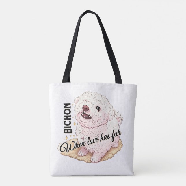 Liebe hat Fell Bichon  Tasche (Rückseite)