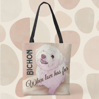Liebe hat Fell Bichon Tote Tasche