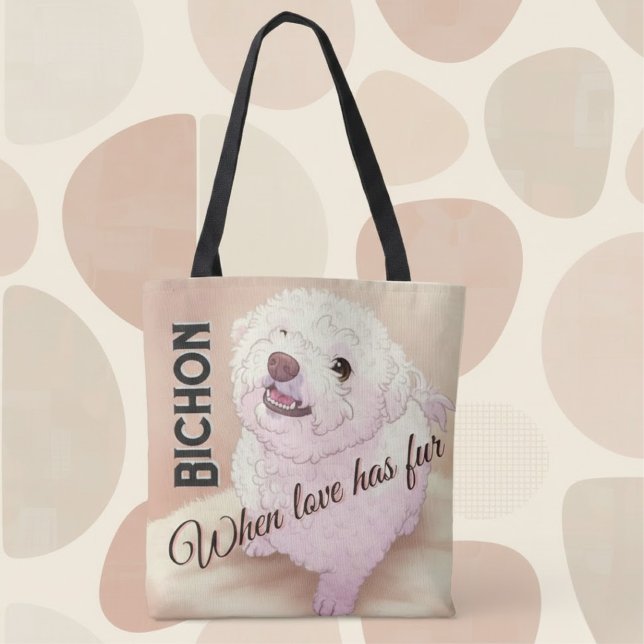 Liebe hat Fell Bichon Tote Tasche (Von Creator hochgeladen)
