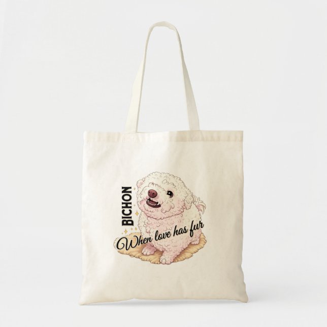 Liebe hat Fell Bichon  Tragetasche (Vorne)