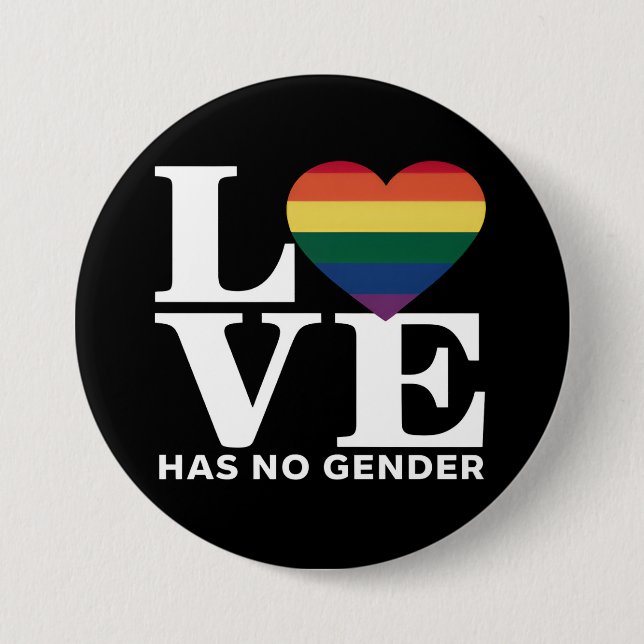 Liebe hat keinen LGBTQ-Rainbow-Pride-Monat Button (Vorderseite)