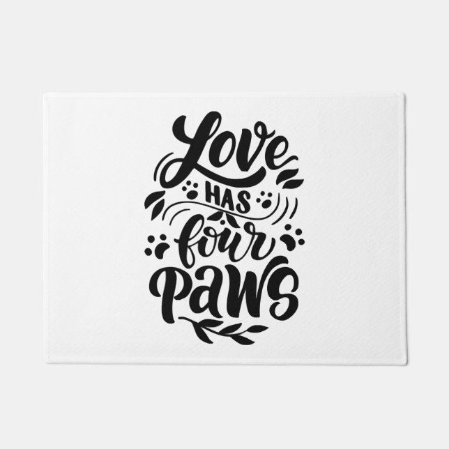 Liebe hat vier Paws Dog Lover Idee Fußmatte (Vorderseite)