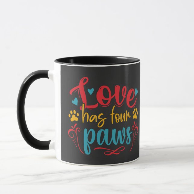 Liebe hat vier Paws Hund Tasse (Links)