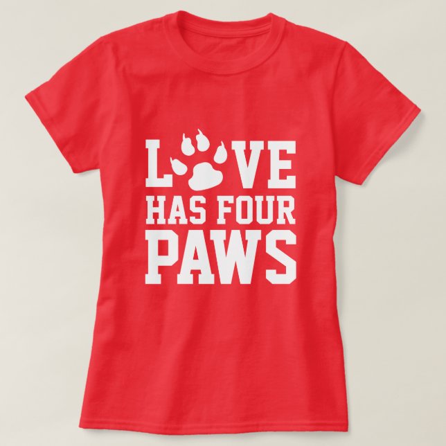 Liebe hat vier Pfeifen Hund angesehen T-Shirt (Design vorne)
