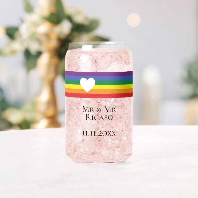 Liebe Heart and Rainbow Gay Wedding Dosenglas (Insitu (Hochzeit))