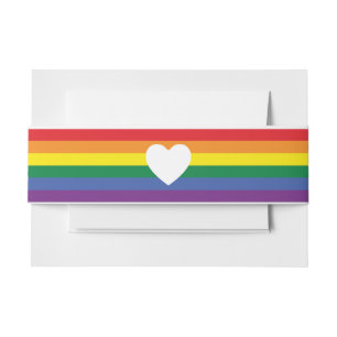 Liebe Heart and Rainbow Gay Wedding Einladungsbanderole