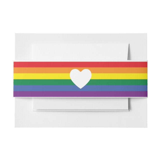Liebe Heart and Rainbow Gay Wedding Einladungsbanderole (Vorderseite Beispiel)