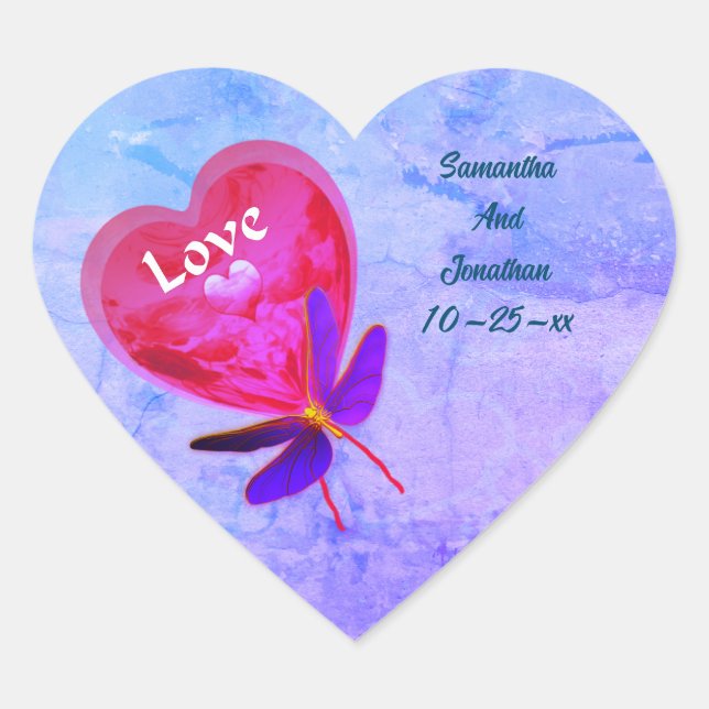 Liebe Heart Balloon Personalisiert Wedding Herz-Aufkleber (Vorderseite)