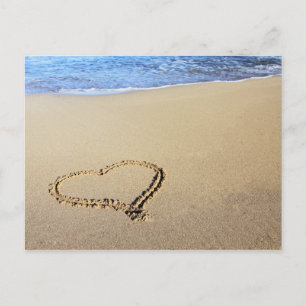 Liebe Heart Beach Postkarte