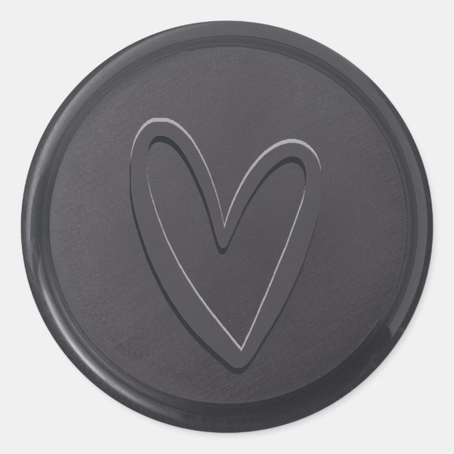 Liebe Heart Black Wax Siegel Sticker (Vorderseite)