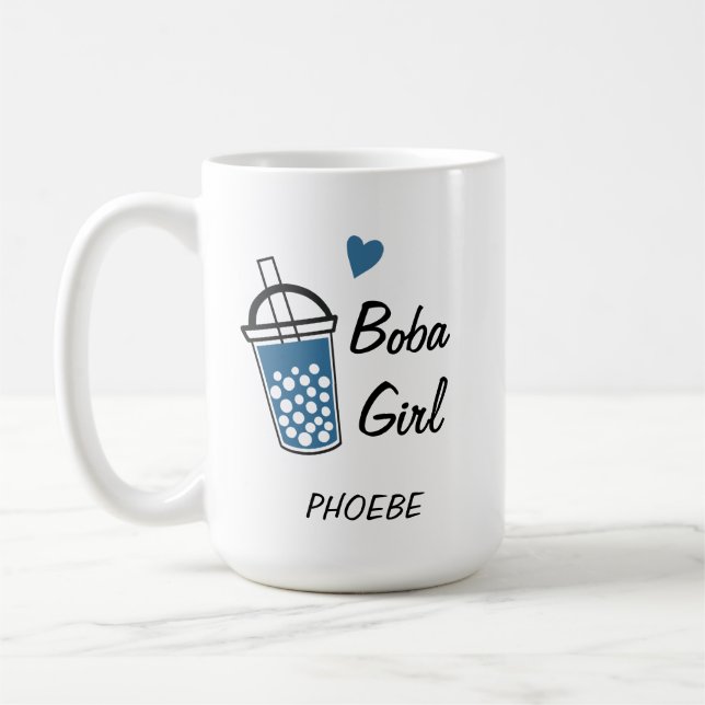 Liebe Heart Boba Girl Custom Personalisiert Novell Kaffeetasse (Links)