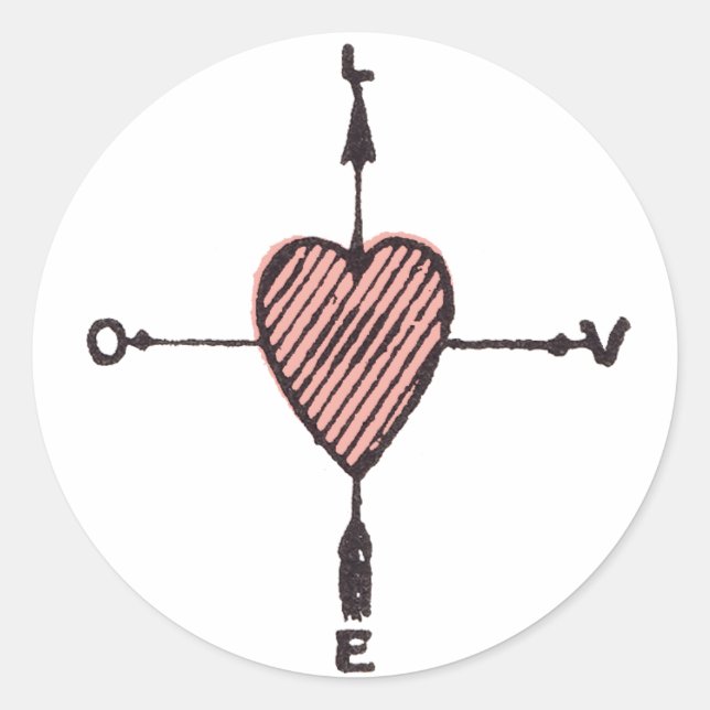 Liebe Heart Compass Aufkleber (Vorderseite)