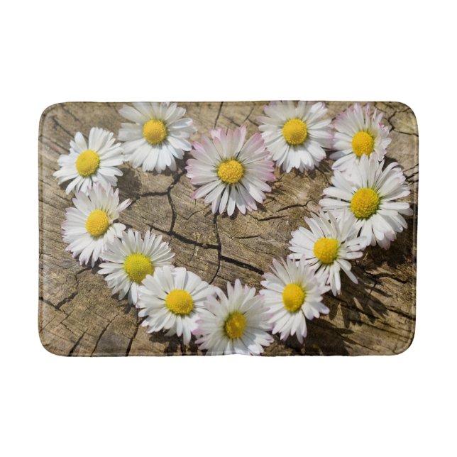Liebe Heart Daisies Bath Mat Badematte (Vorderseite)