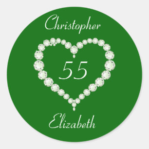 Liebe Heart Diamond Emerald Jubiläum Runder Aufkleber