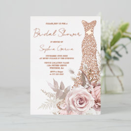 Liebe Heart Dress Brautparty Rose Gold Real Folieneinladung