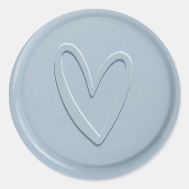 Liebe Heart Dusty Blue Wax Siegel Sticker (Vorderseite)