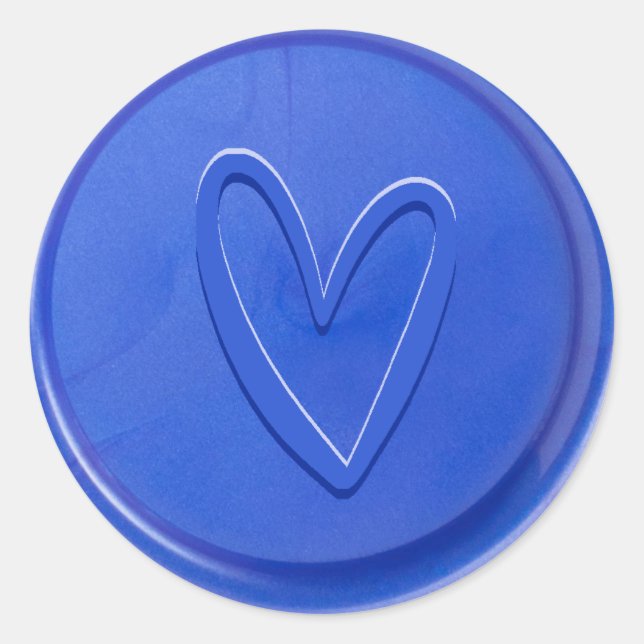Liebe Heart Electric Blue Wax Siegel Sticker (Vorderseite)