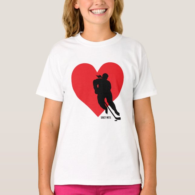Liebe Heart Hockey Girls Hockey T-Shirt (Vorderseite)