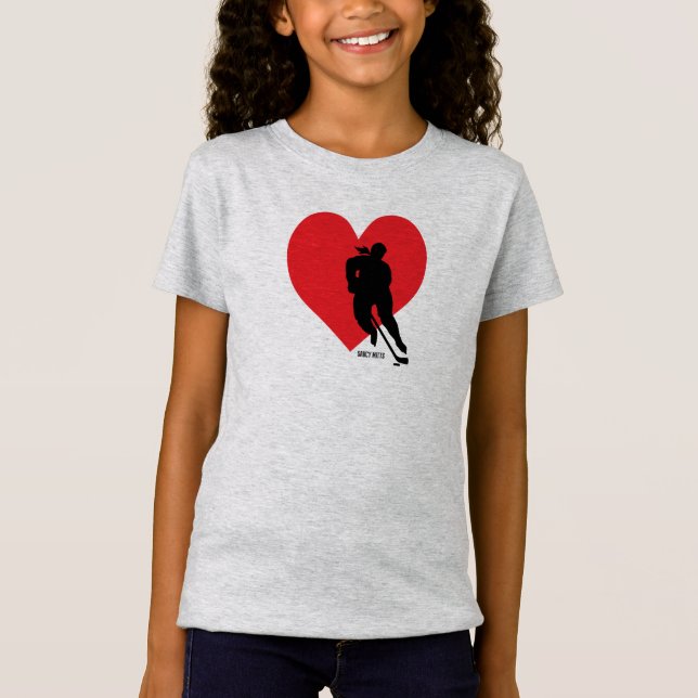 Liebe Heart Hockey Girls T-Shirt (Vorderseite)