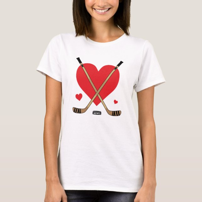 Liebe Heart Hockey Sticks Frauen T-Shirt (Vorderseite)