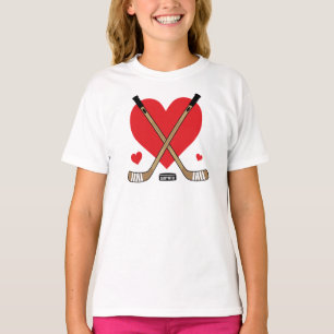 Liebe Heart Hockey Sticks Girls T-Shirt