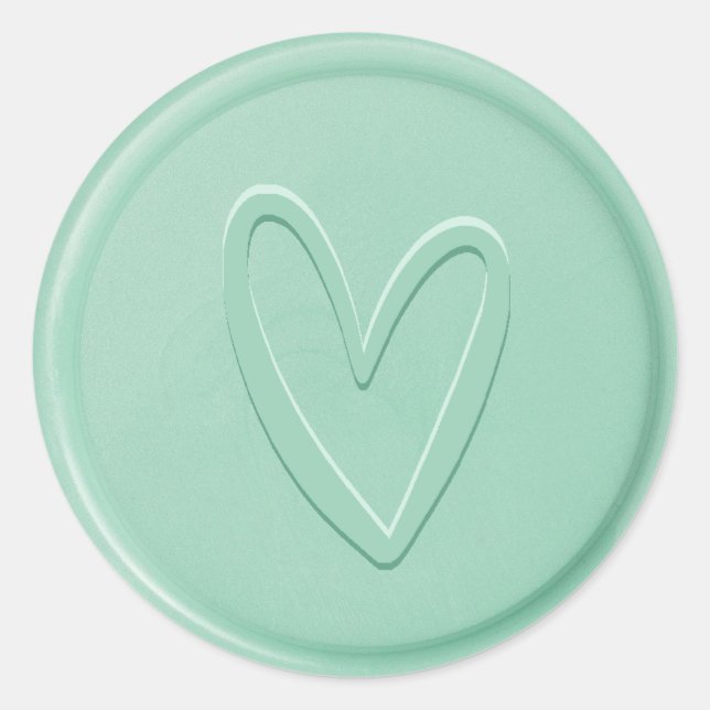 Liebe Heart Minze Wax Siegel Sticker (Vorderseite)
