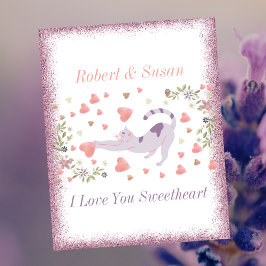 Liebe Heart Modern Trendy Niedlich Cat Valentinsta Feiertagskarte