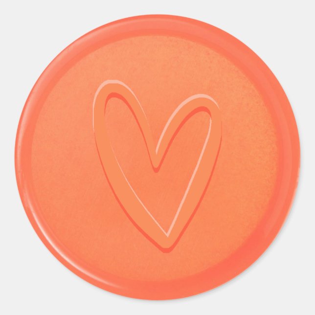 Liebe Heart Orange Wax Siegel Sticker (Vorderseite)