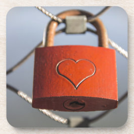 Liebe Heart Padlock Getränkeuntersetzer