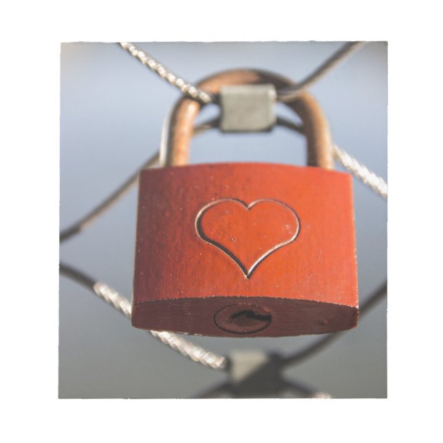Liebe Heart Padlock Notizblock (Vorderseite)