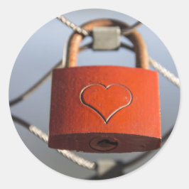 Liebe Heart Padlock Runder Aufkleber
