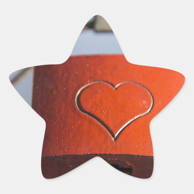 Liebe Heart Padlock Stern-Aufkleber (Vorderseite)