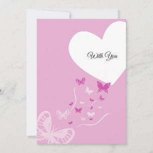 Liebe Heart Pink Butterfly Feiertagskarte