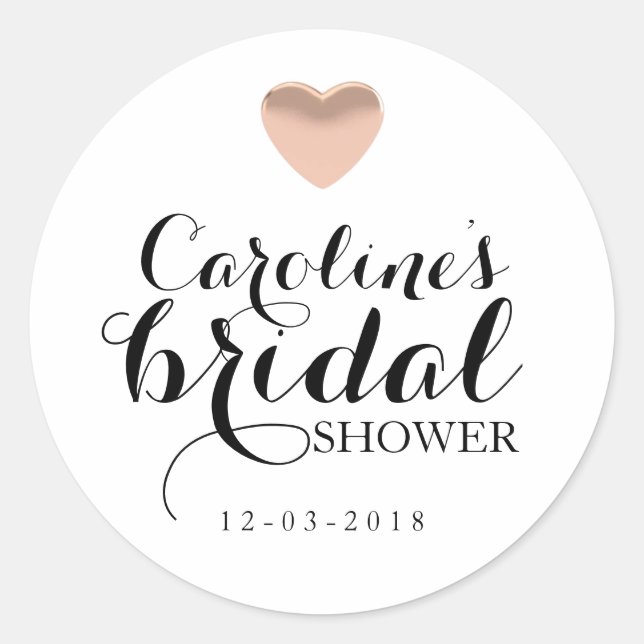 Liebe Heart Rose Gold Brautparty Sticker (Vorderseite)