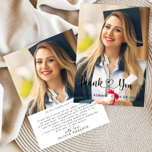 Liebe Heart Script Class of 2024 Abschluss Foto Dankeskarte