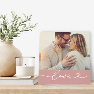 Liebe Heart Script Custom Mute Pink Wedding Foto Fotoplatte