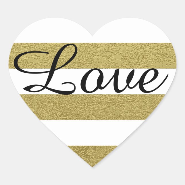 Liebe Heart Shape Aufkleber mit goldenen Streifen (Vorderseite)