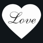 Liebe Heart Shape Sticker für Gastgeschenk Hochzei<br><div class="desc">Einfach individualisierter Hochzeitsaufkleber für Umschlag Aufkleber und Gastgeschenk Hochzeit. Sie können es so verwenden,  wie es ist,  oder Sie können den Text,  die Textfarbe,  den Schriftart oder die Größe ändern,  um Ihre Hochzeitsarbeit Farben. Sie können auch den Hintergrund des Herzens von weiß auf eine andere Farbe ändern.</div>