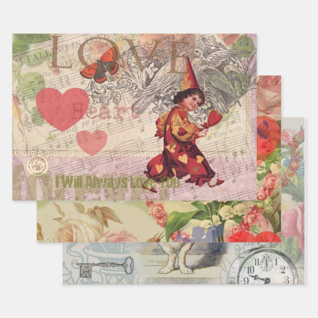 Liebe Heart Sweetheart Valentine Cherub Geschenkpapier Set (Set)