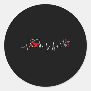 Liebe Heartbeat Hand Gebärdensprache Hörverlust Aw Runder Aufkleber