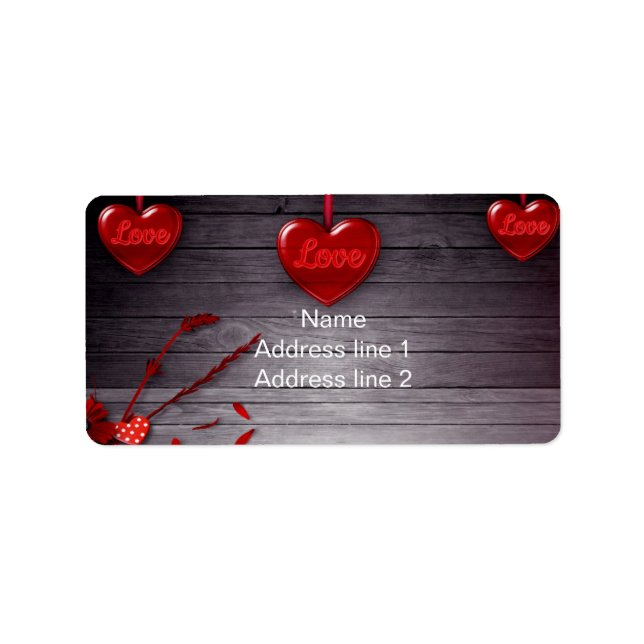 Liebe Hearts Adressaufkleber (Vorne)