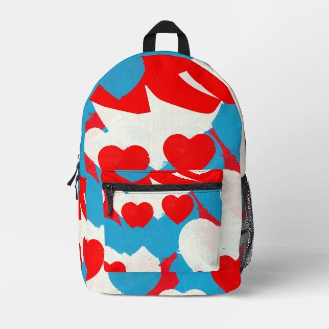 Liebe Hearts Bedruckter Rucksack (Vorderseite)